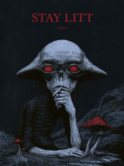 Alien Mushroom Figure Horror Poster. poster