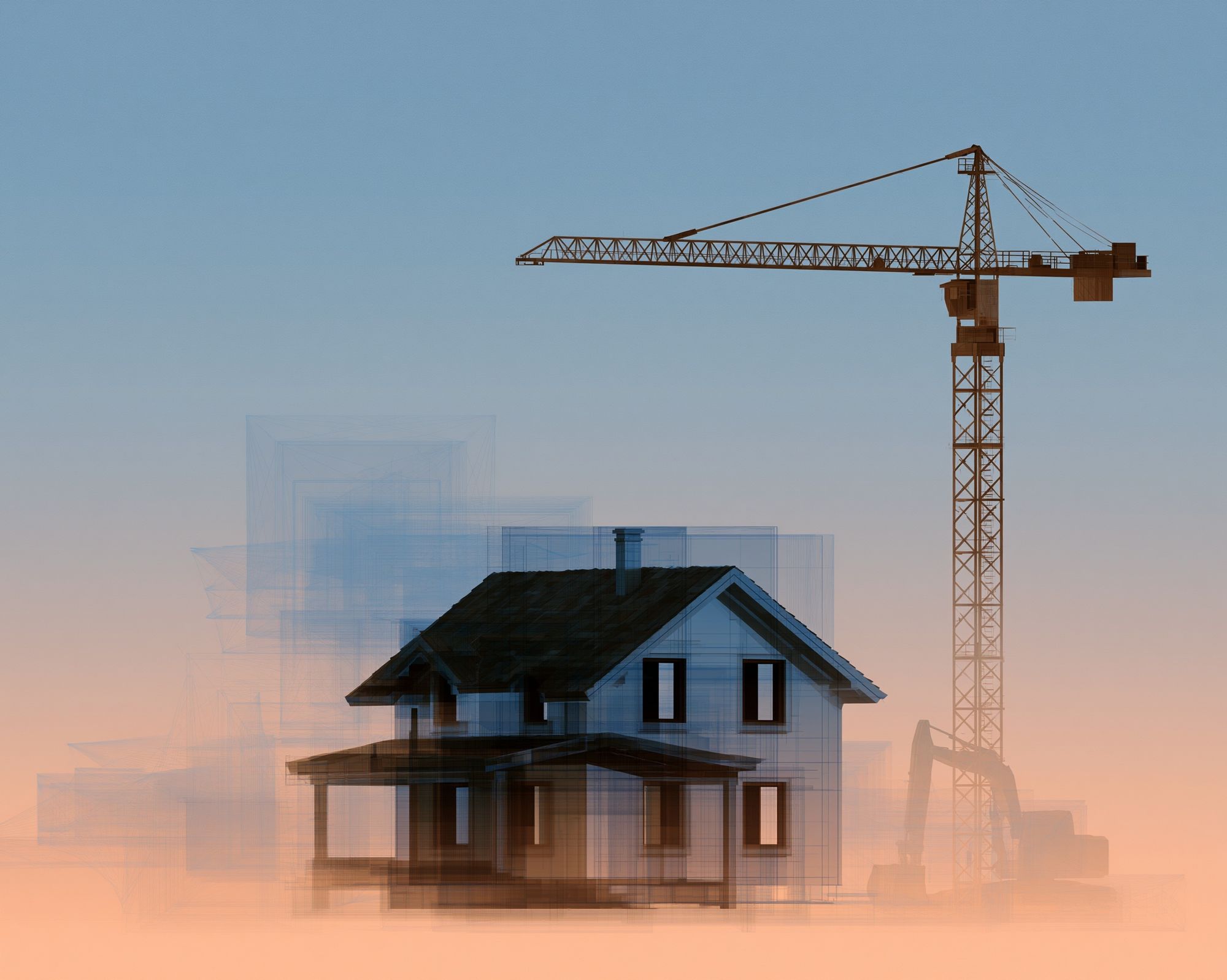 House Construction Crane Illustration Poster. poster — illustration art