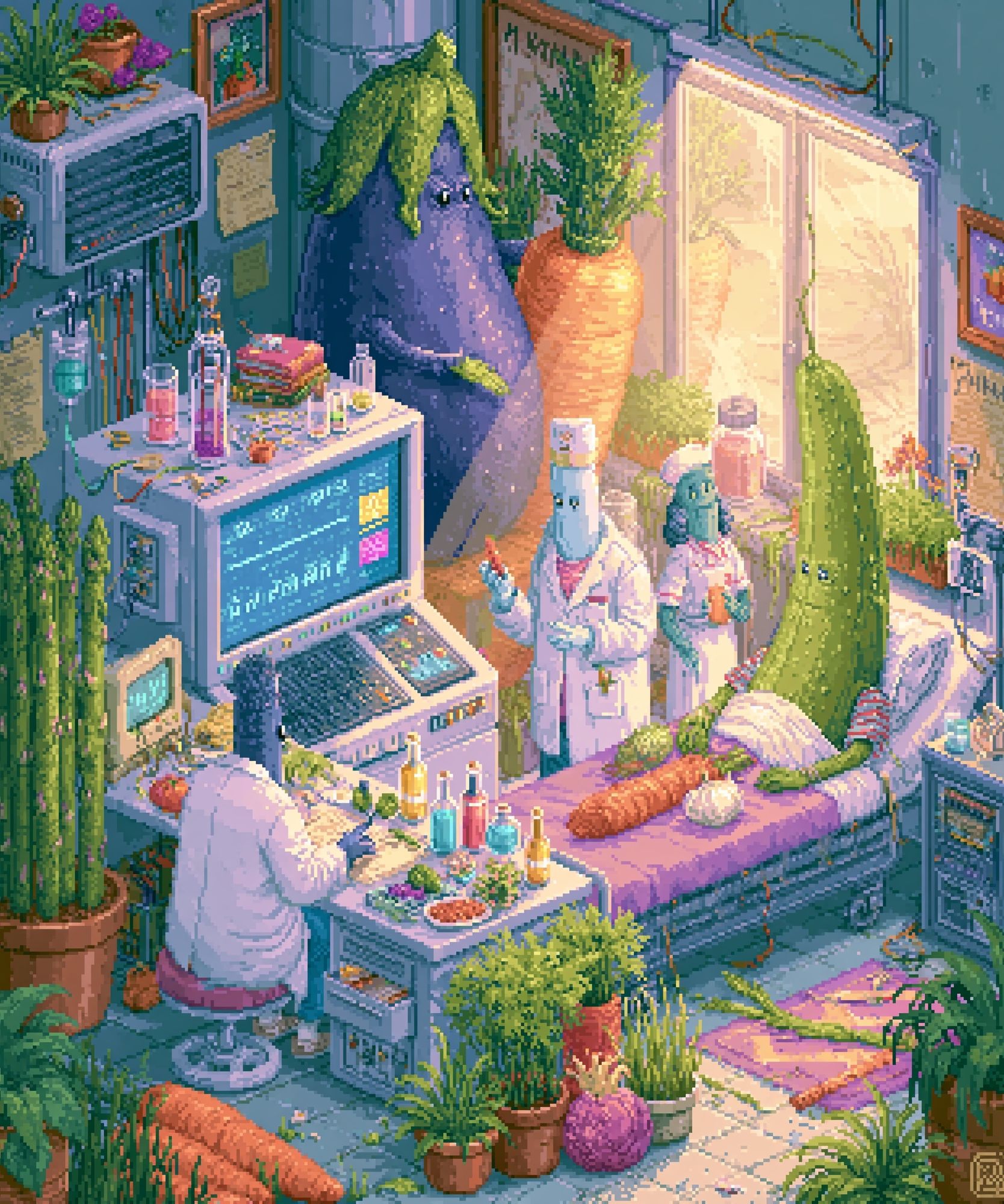Pixel Plant Lab Illustration Poster. poster — illustration art