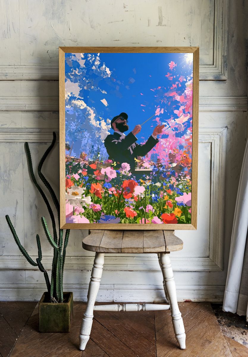 Flower Conductor Illustration Poster. — room view 1