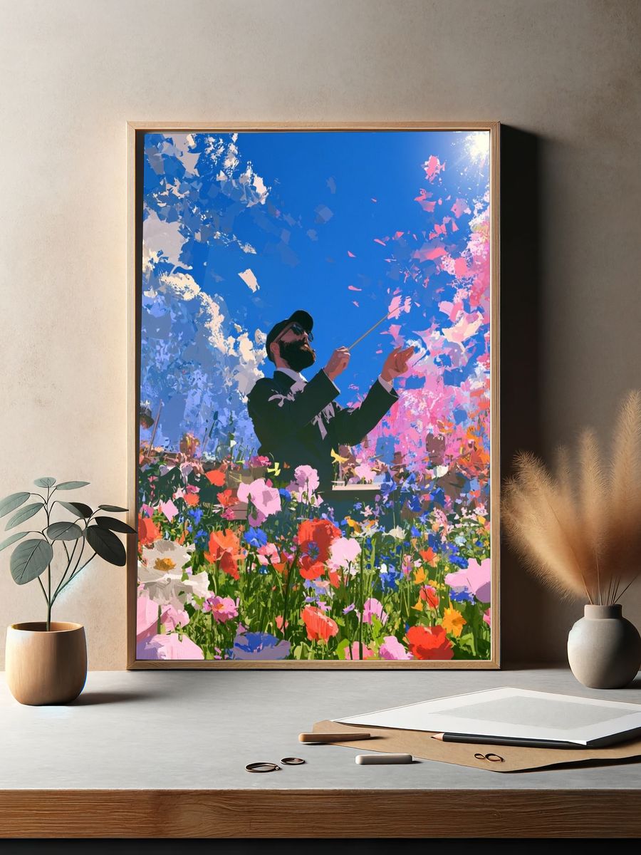 Flower Conductor Illustration Poster. — room view 2