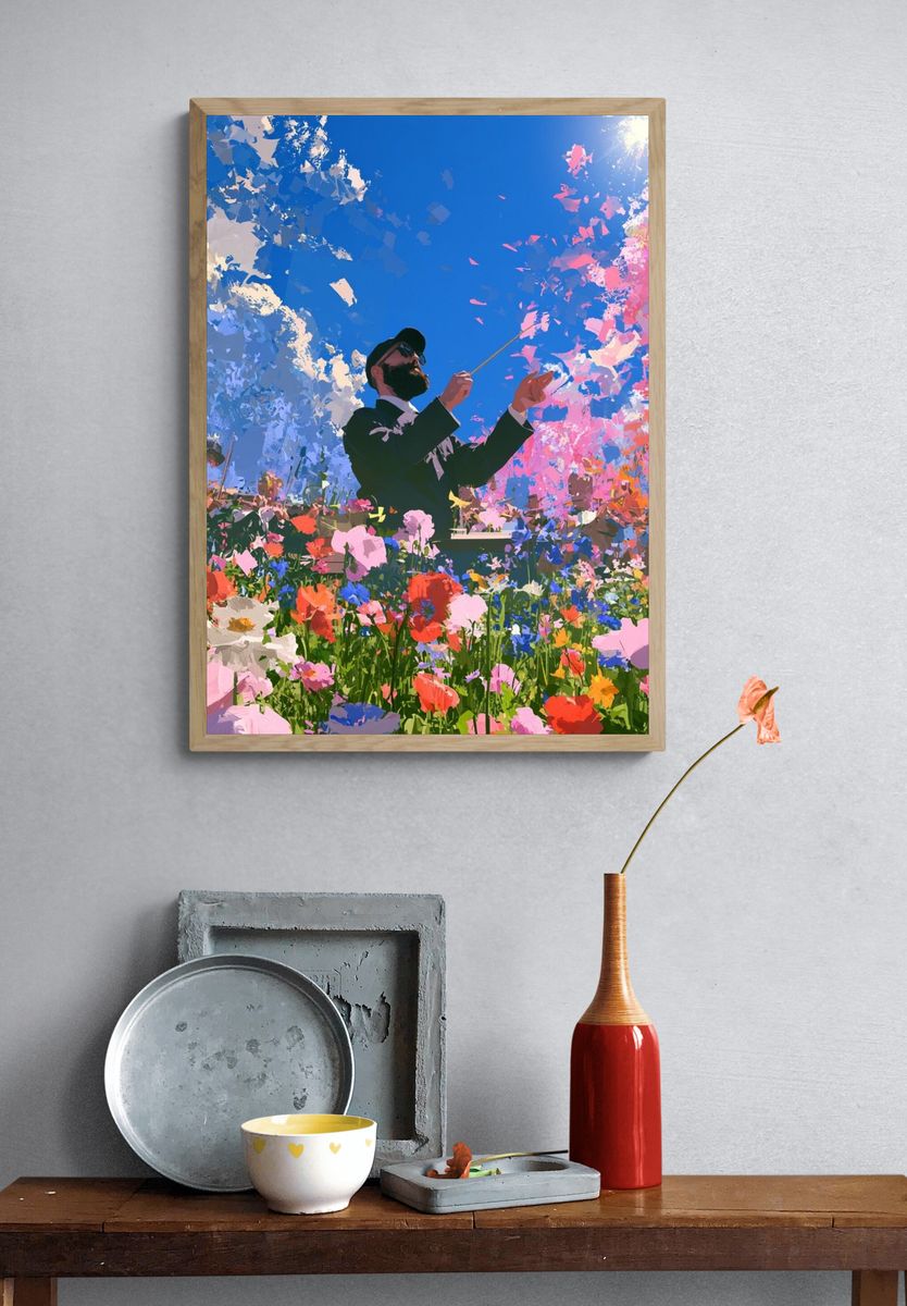 Flower Conductor Illustration Poster. — room view 3