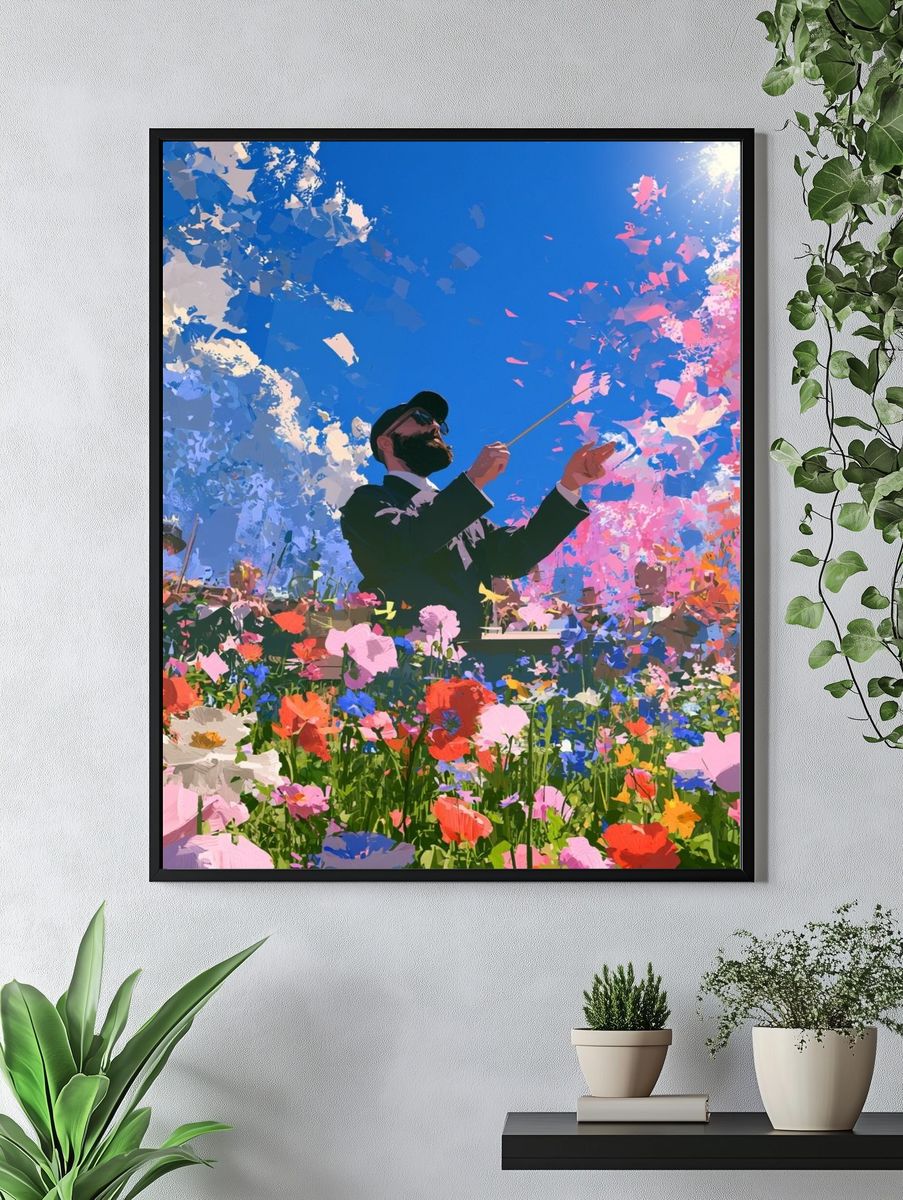 Flower Conductor Illustration Poster. — room view 4