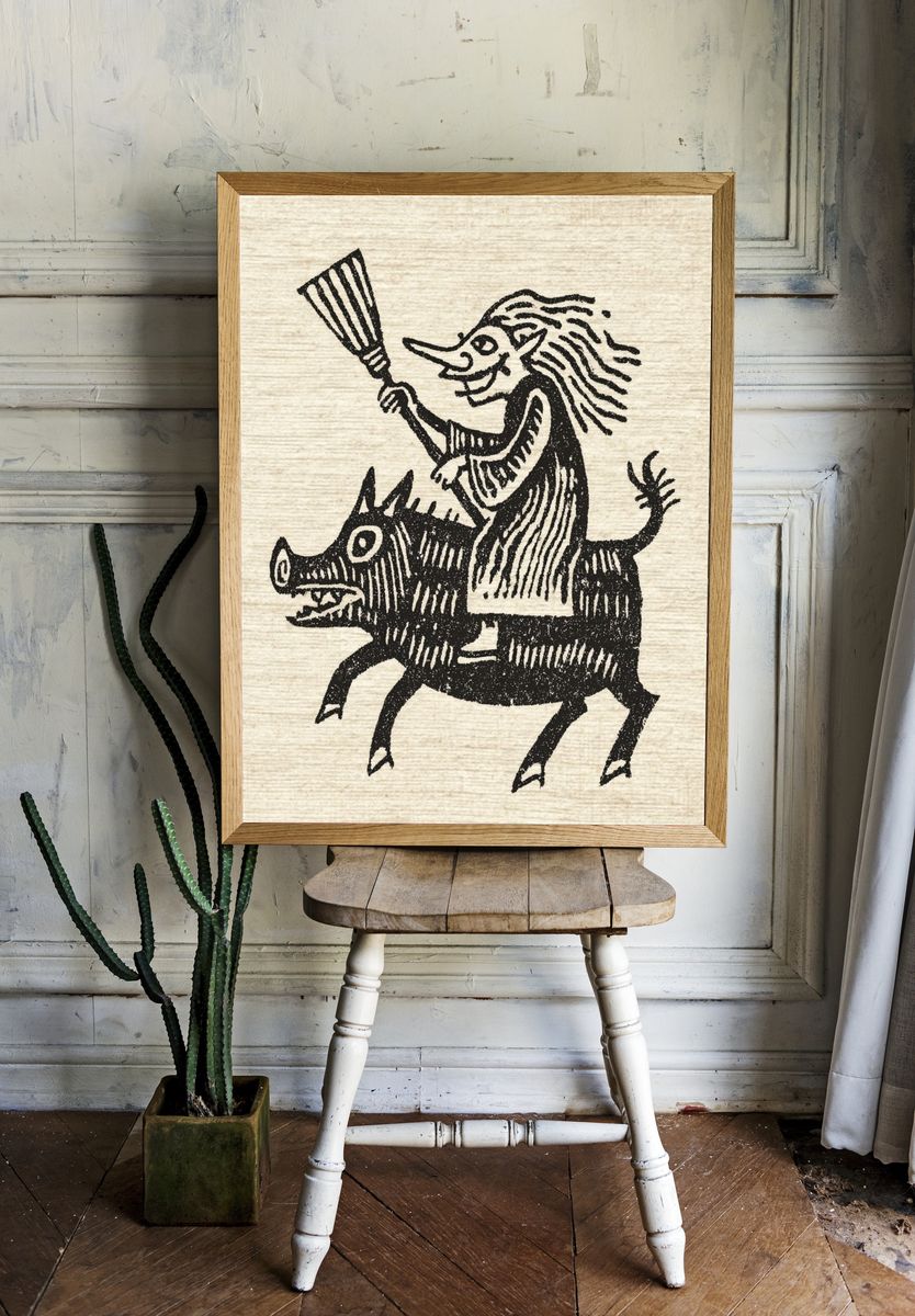 Folk Rider Illustration Print. room preview
