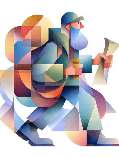 Geometric Walker Illustration Poster. poster print