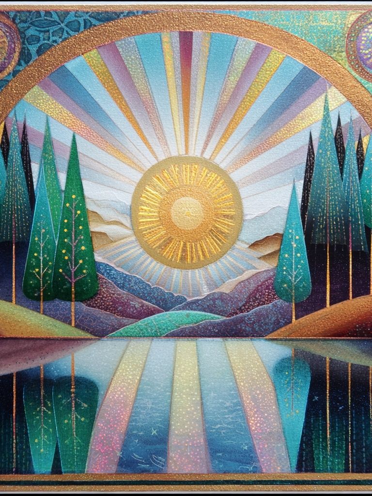 Celestial Sunburst Landscape Poster. poster — illustration art