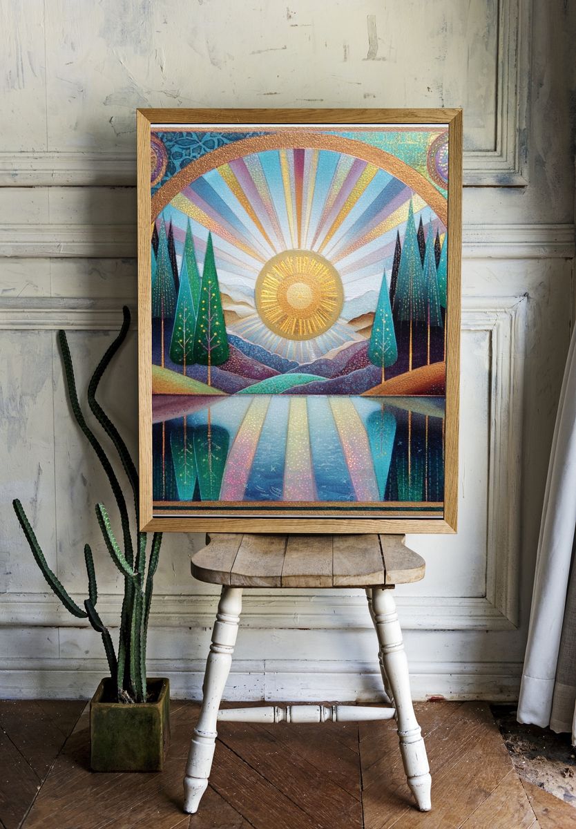 Celestial Sunburst Landscape Poster. — room view 1