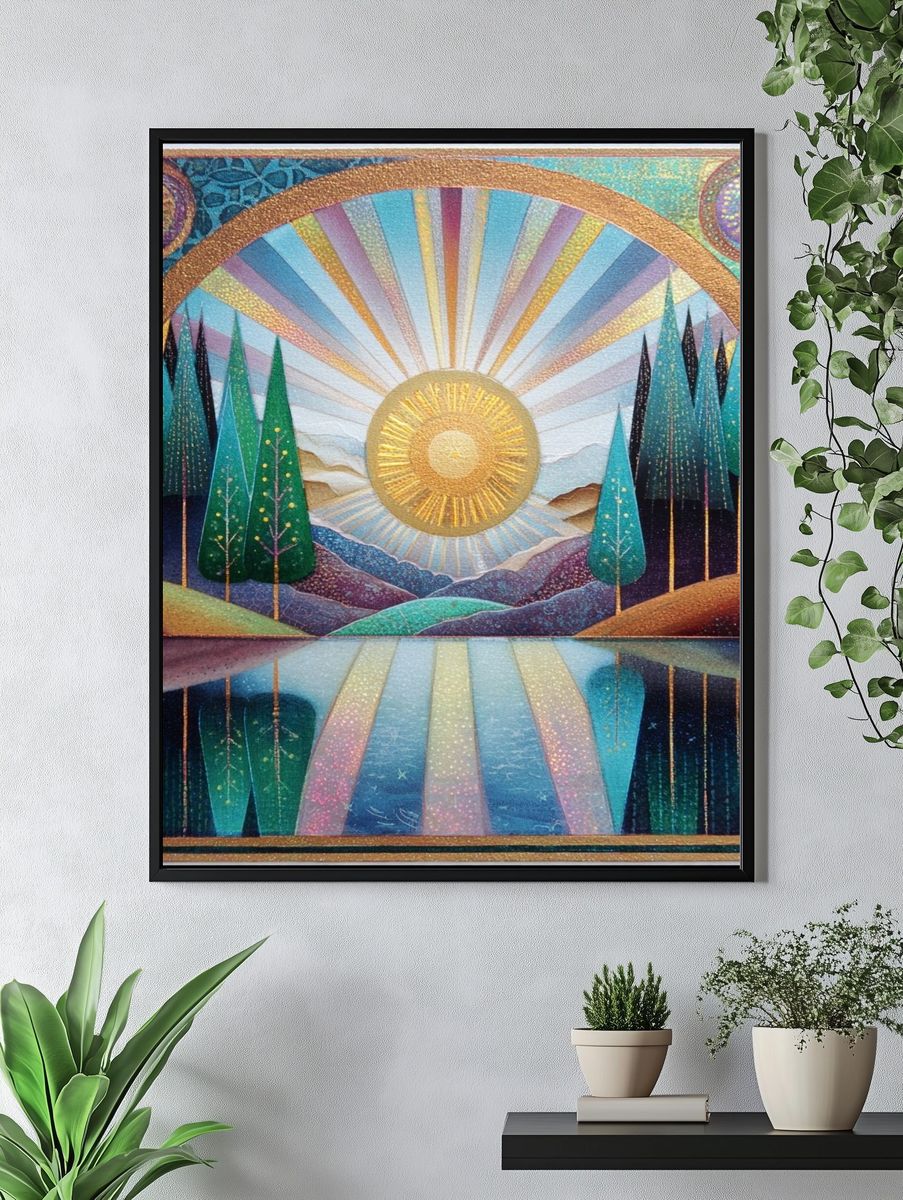 Celestial Sunburst Landscape Poster. — room view 4