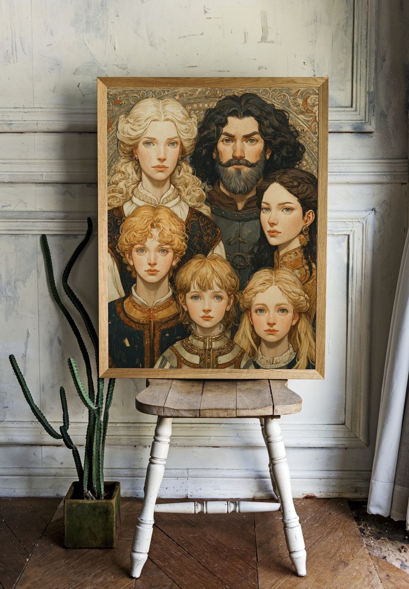 Medieval Family Portrait Print. room preview