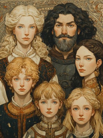 Medieval Family Portrait Print. poster print