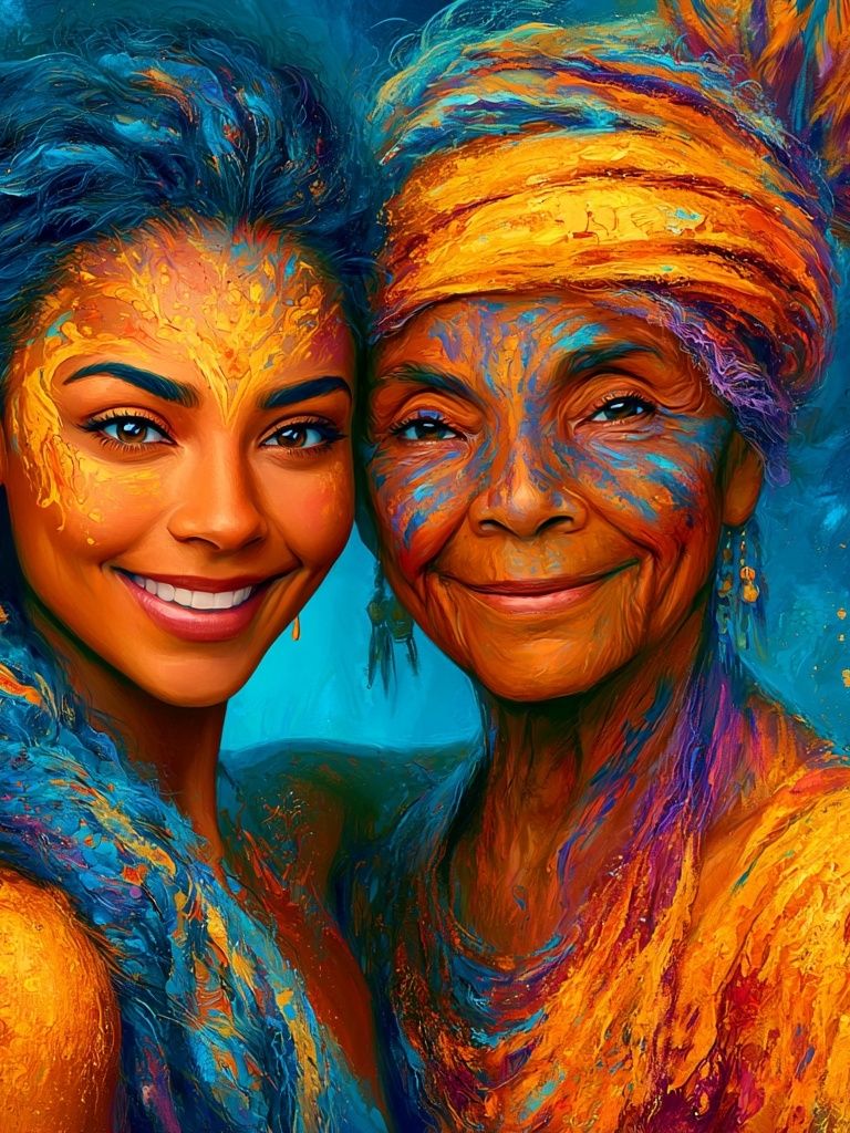 Colorful Portrait Duo Illustration Poster. poster — illustration art