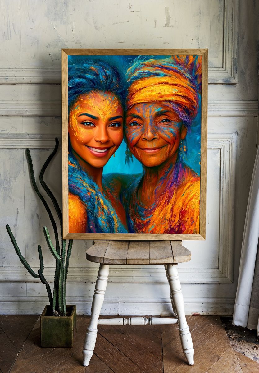 Colorful Portrait Duo Illustration Poster. room preview