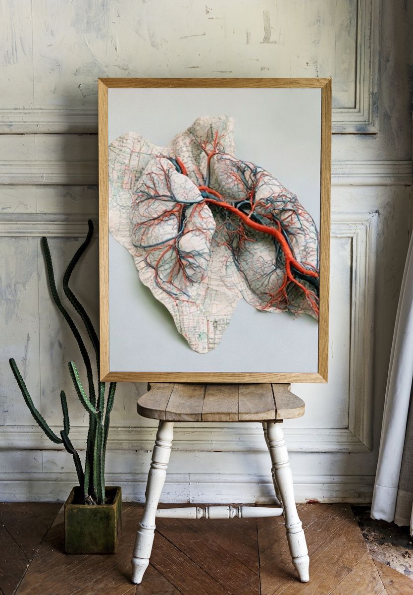 Topographic Heart Anatomy Print. room preview