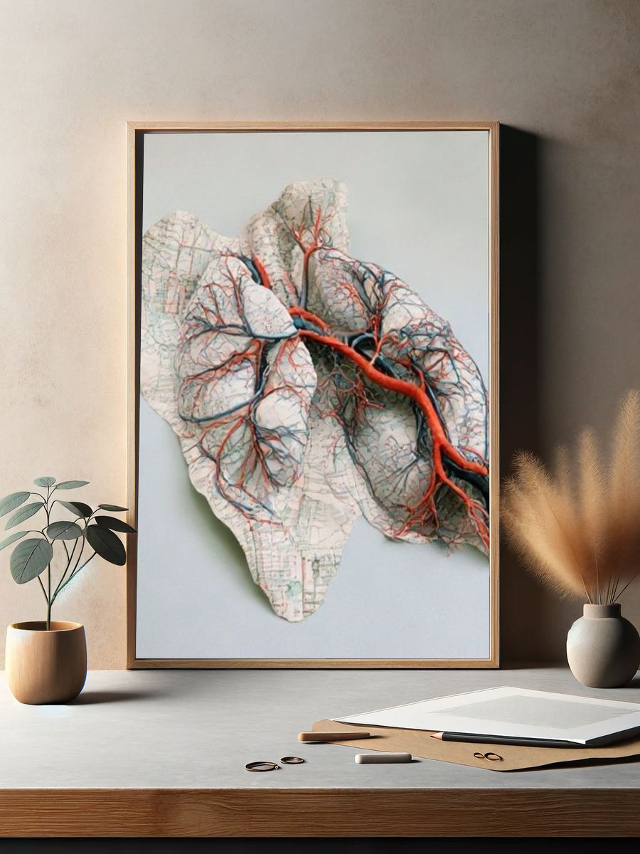 Topographic Heart Anatomy Print. — room view 2