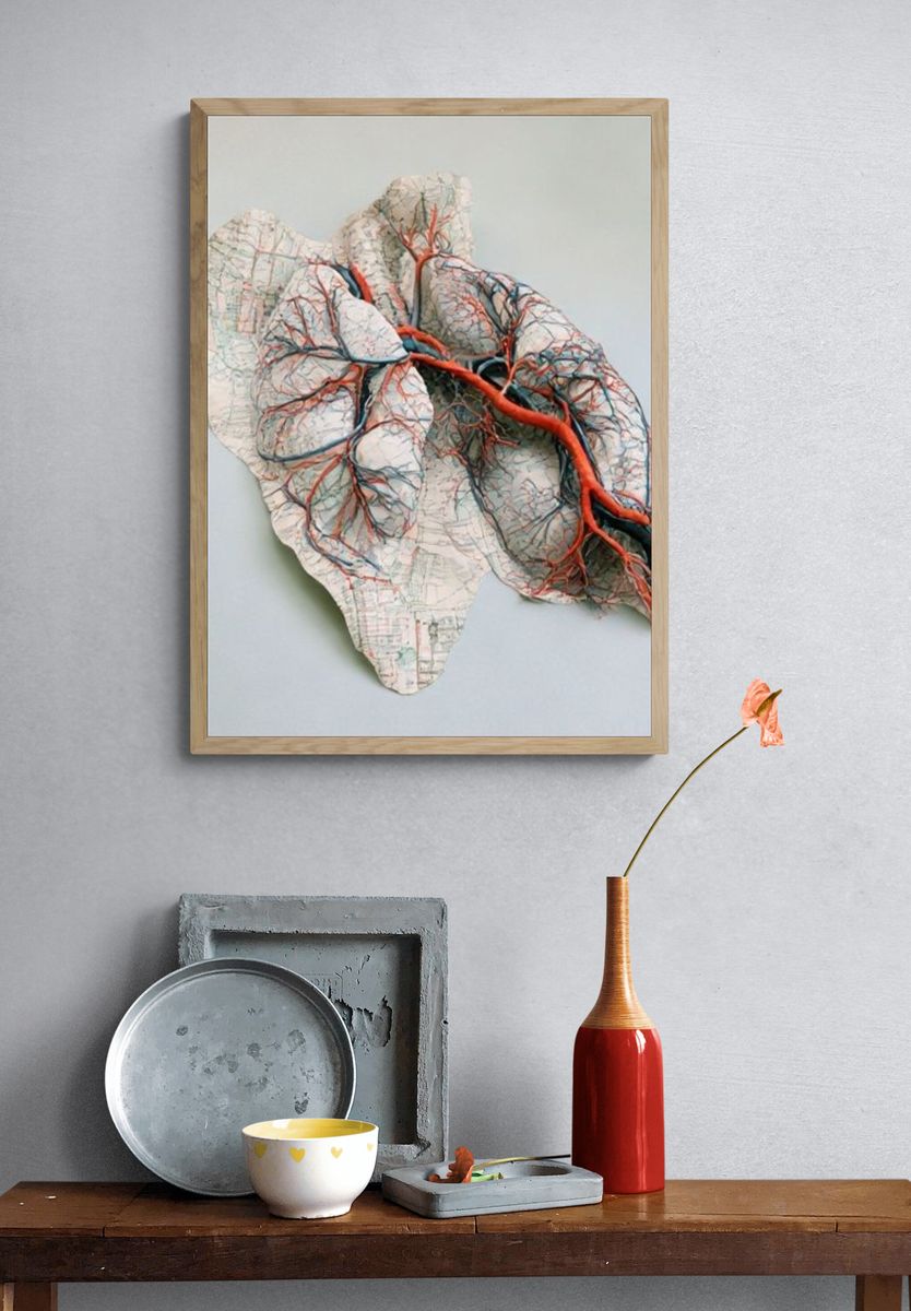 Topographic Heart Anatomy Print. — room view 3
