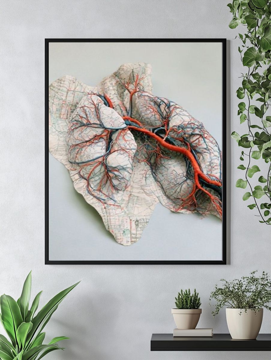 Topographic Heart Anatomy Print. — room view 4