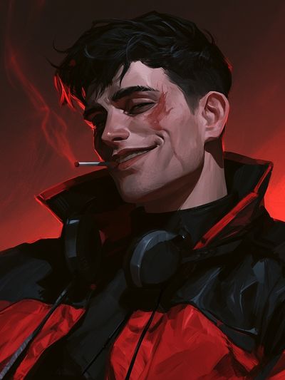 Smirking Cyberpunk Portrait Poster.