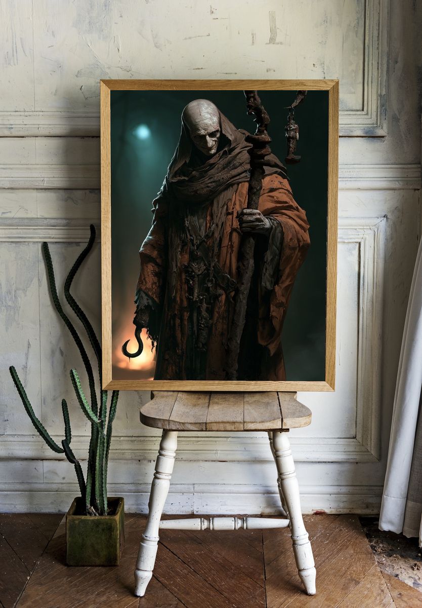 Dark Hooded Wraith Illustration Poster. — room view 1