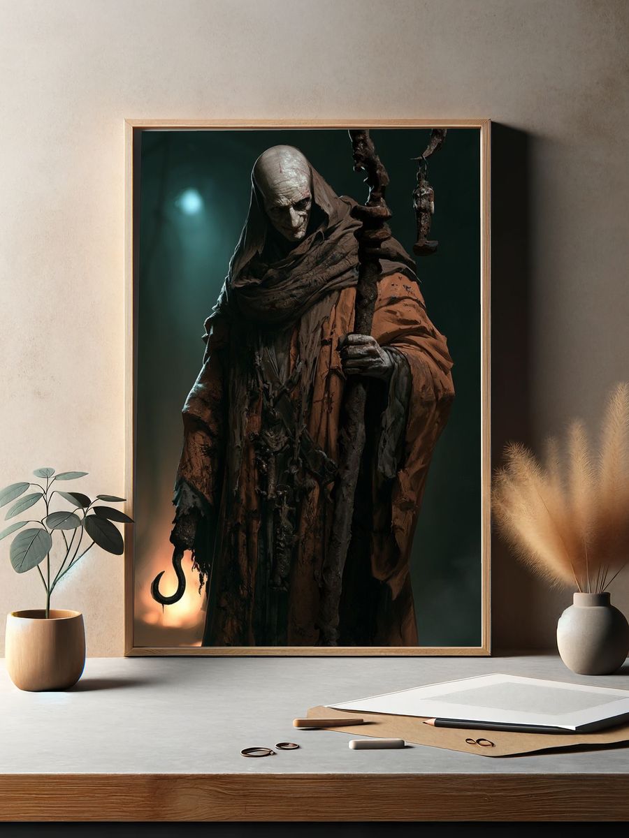 Dark Hooded Wraith Illustration Poster. — room view 2