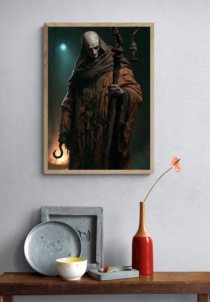 Dark Hooded Wraith Illustration Poster. — room view 3