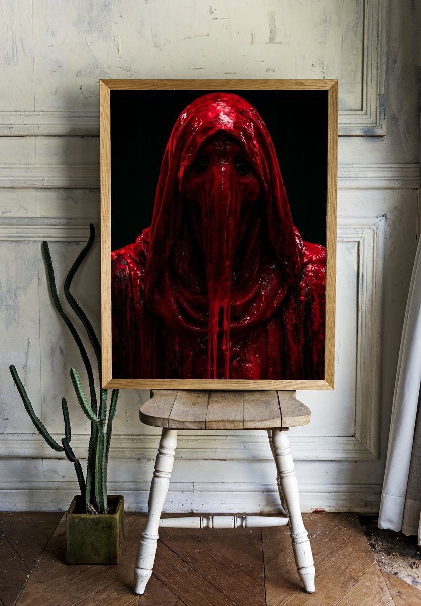 Crimson Hooded Horror Portrait Poster. — room view 1