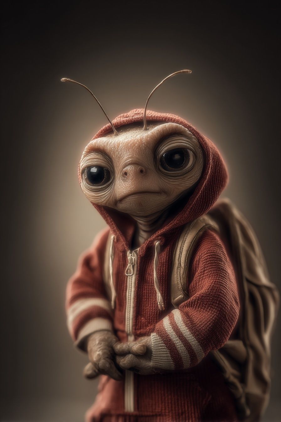 Cute Alien Portrait Illustration Poster. poster detail