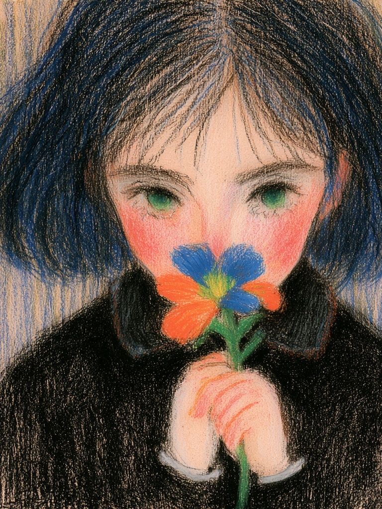 Girl with Flower Fine-Art Print. poster — illustration art