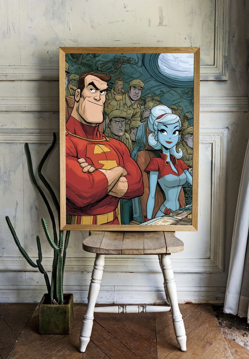 Superhero Crew Comic Art Print. room preview