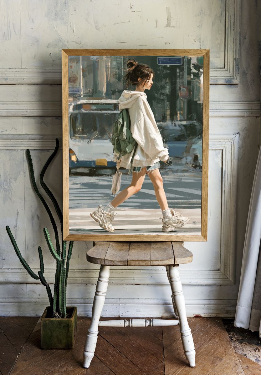 Urban Street Walker Illustration Poster. — room view 1