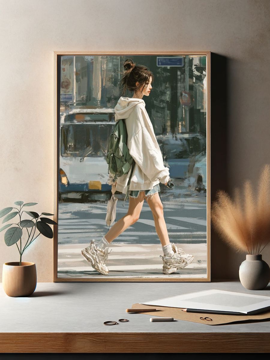 Urban Street Walker Illustration Poster. — room view 2