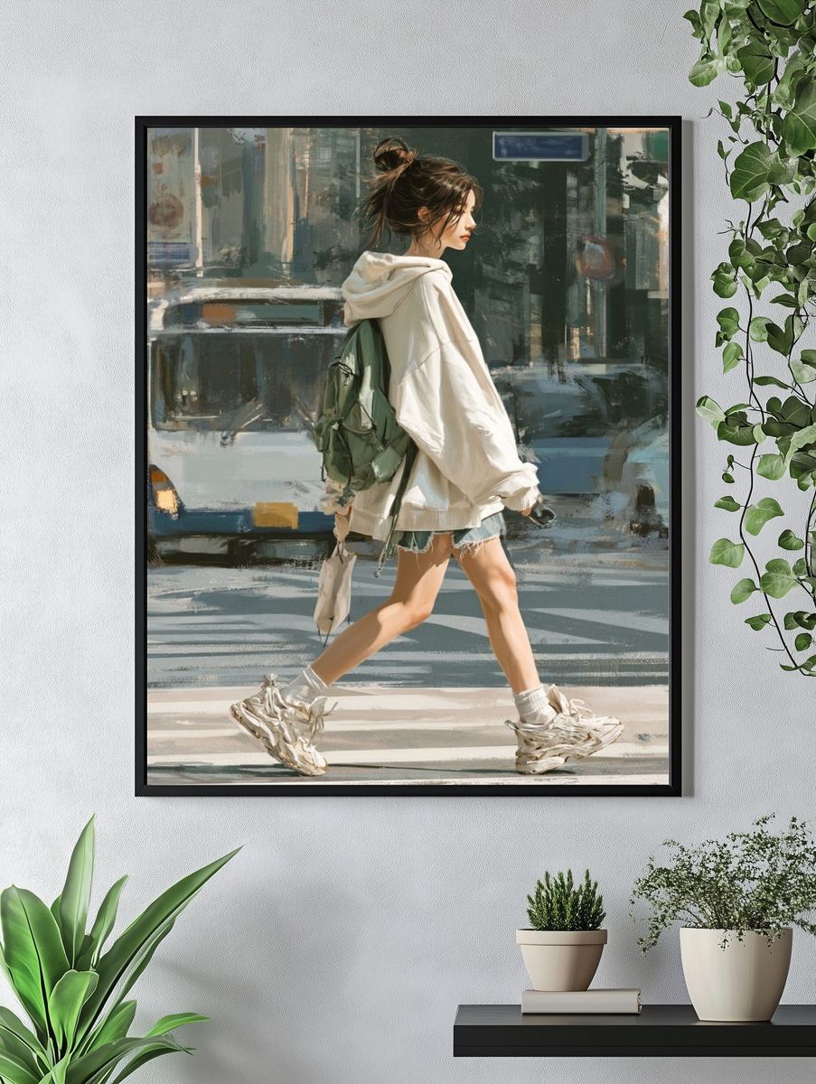Urban Street Walker Illustration Poster. — room view 4