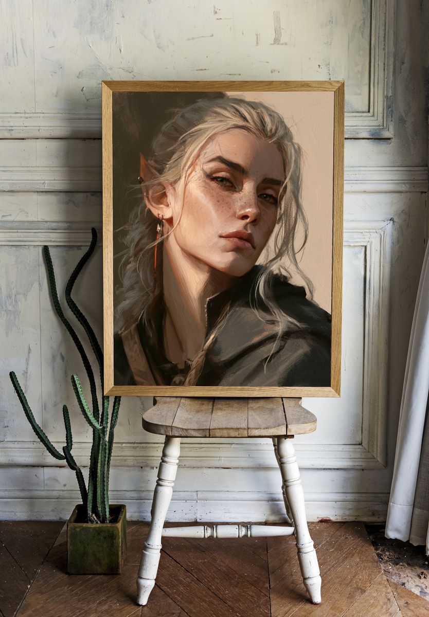 Elven Portrait Digital Art Poster. — room view 1