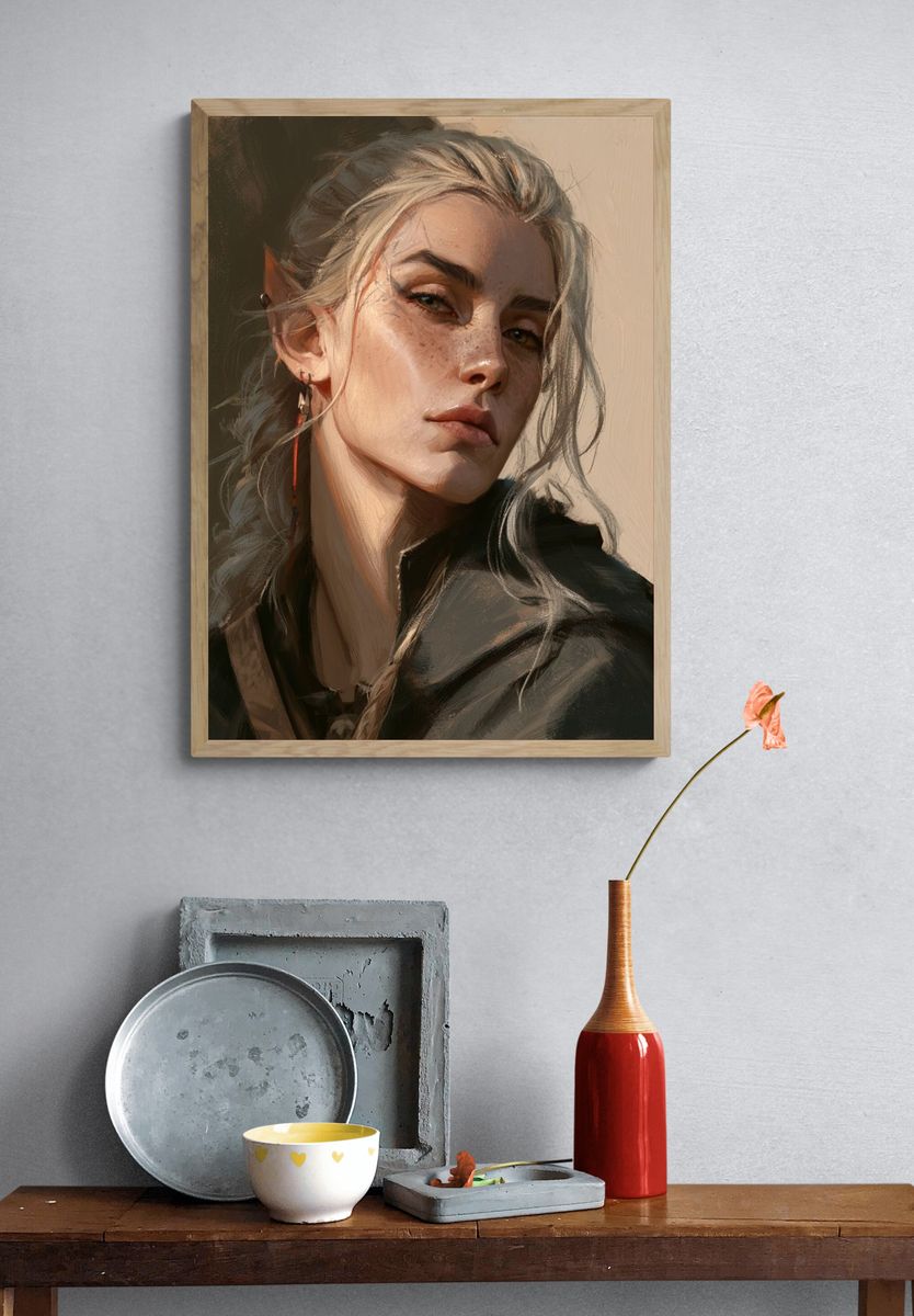 Elven Portrait Digital Art Poster. — room view 3
