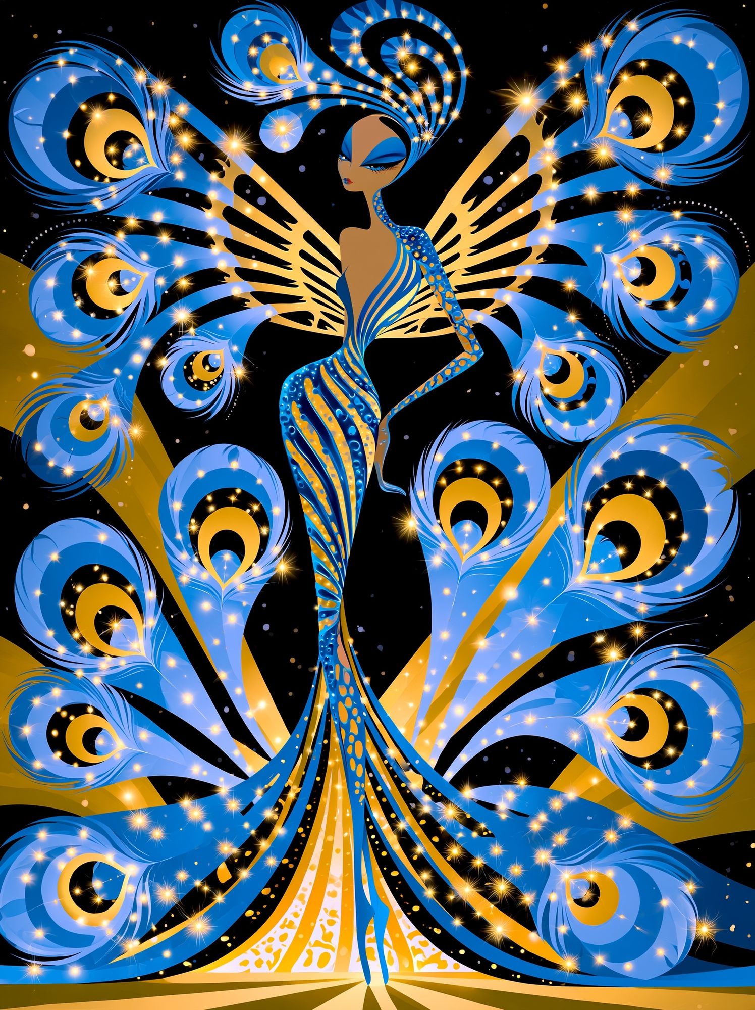 Peacock Goddess Digital Art Poster. poster detail