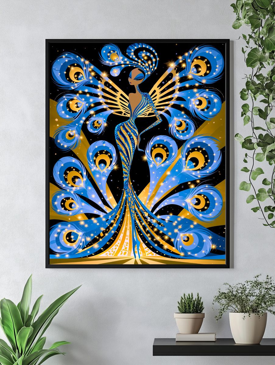 Peacock Goddess Digital Art Poster. — room view 4