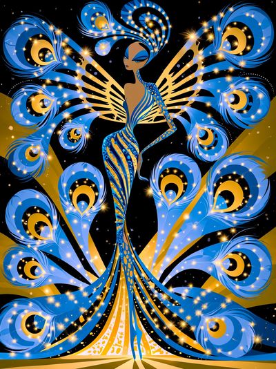 Peacock Goddess Digital Art Poster. poster