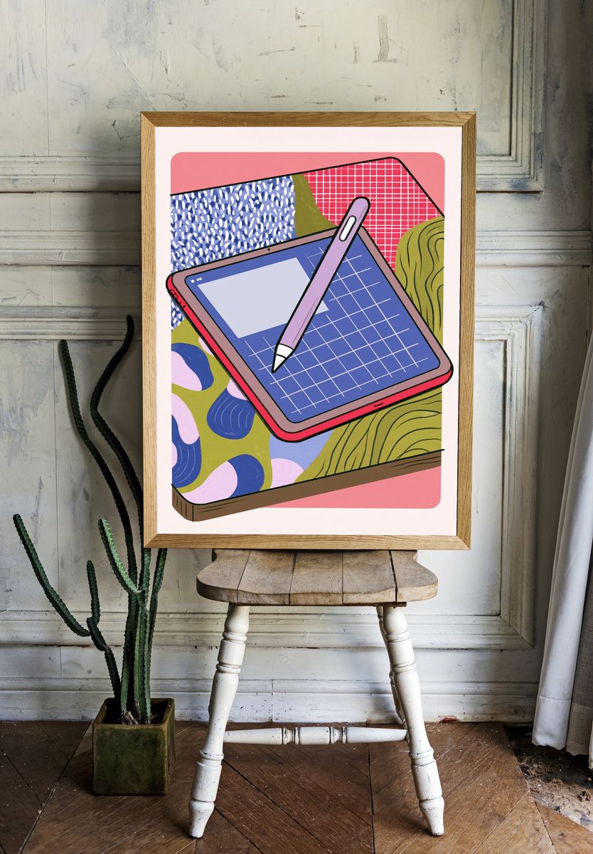 Digital Tablet Illustration Poster. — room view 1