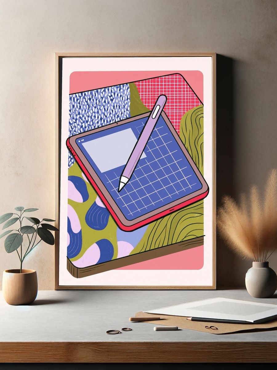 Digital Tablet Illustration Poster. — room view 2