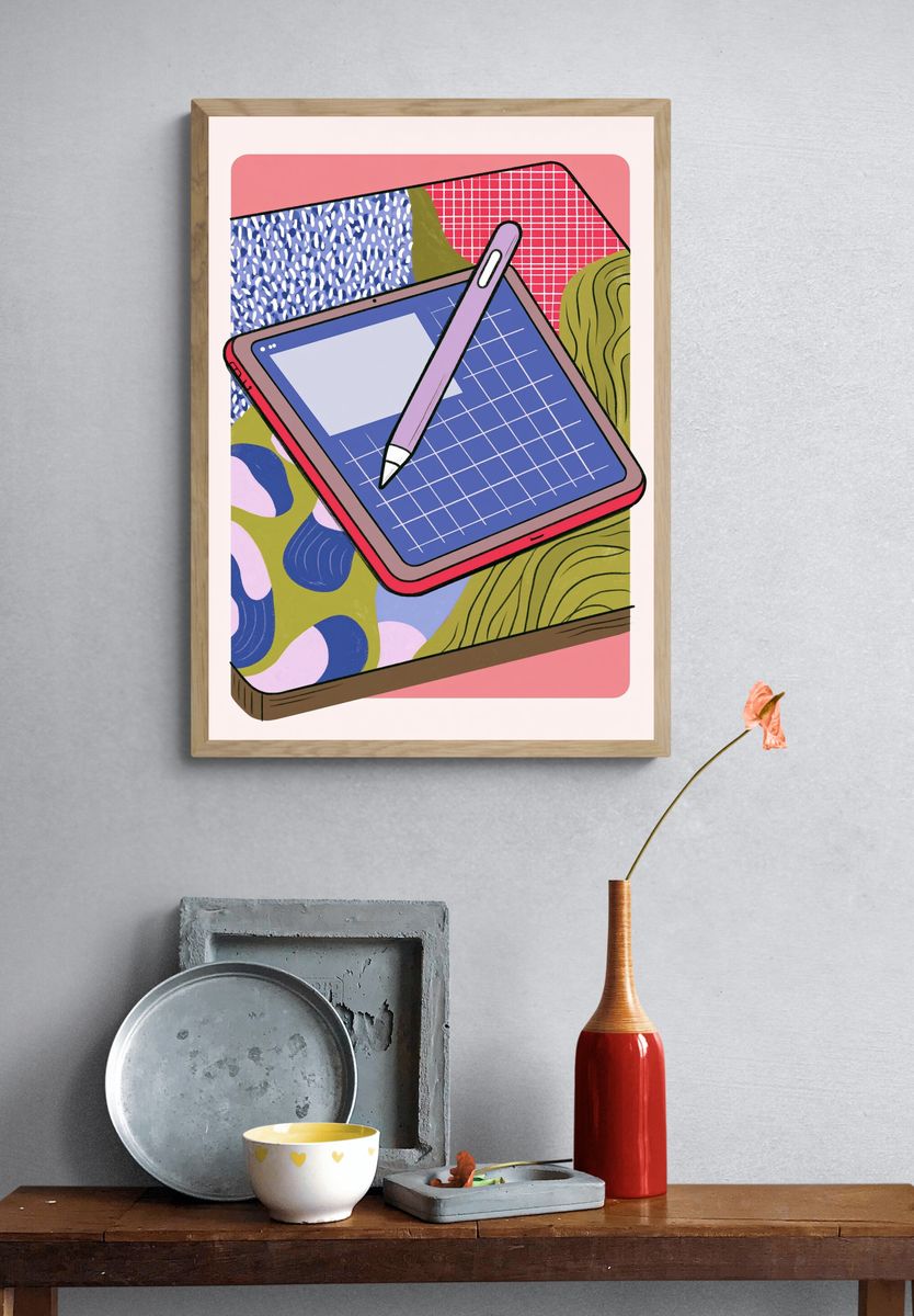 Digital Tablet Illustration Poster. — room view 3