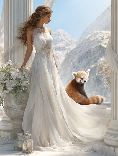 Dreamy Red Panda Portrait Print. poster