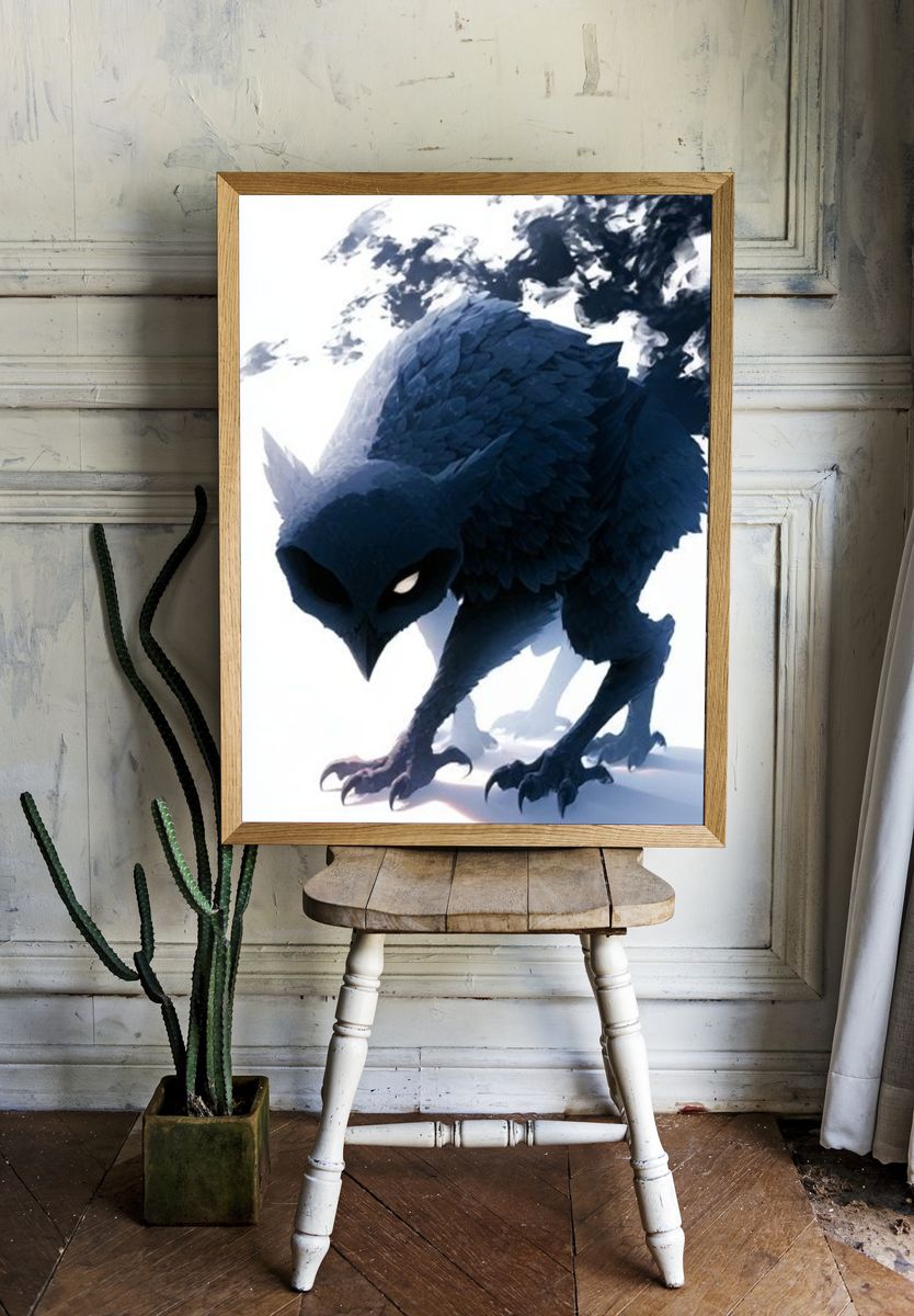 Dark Raven Digital Art Poster. room preview