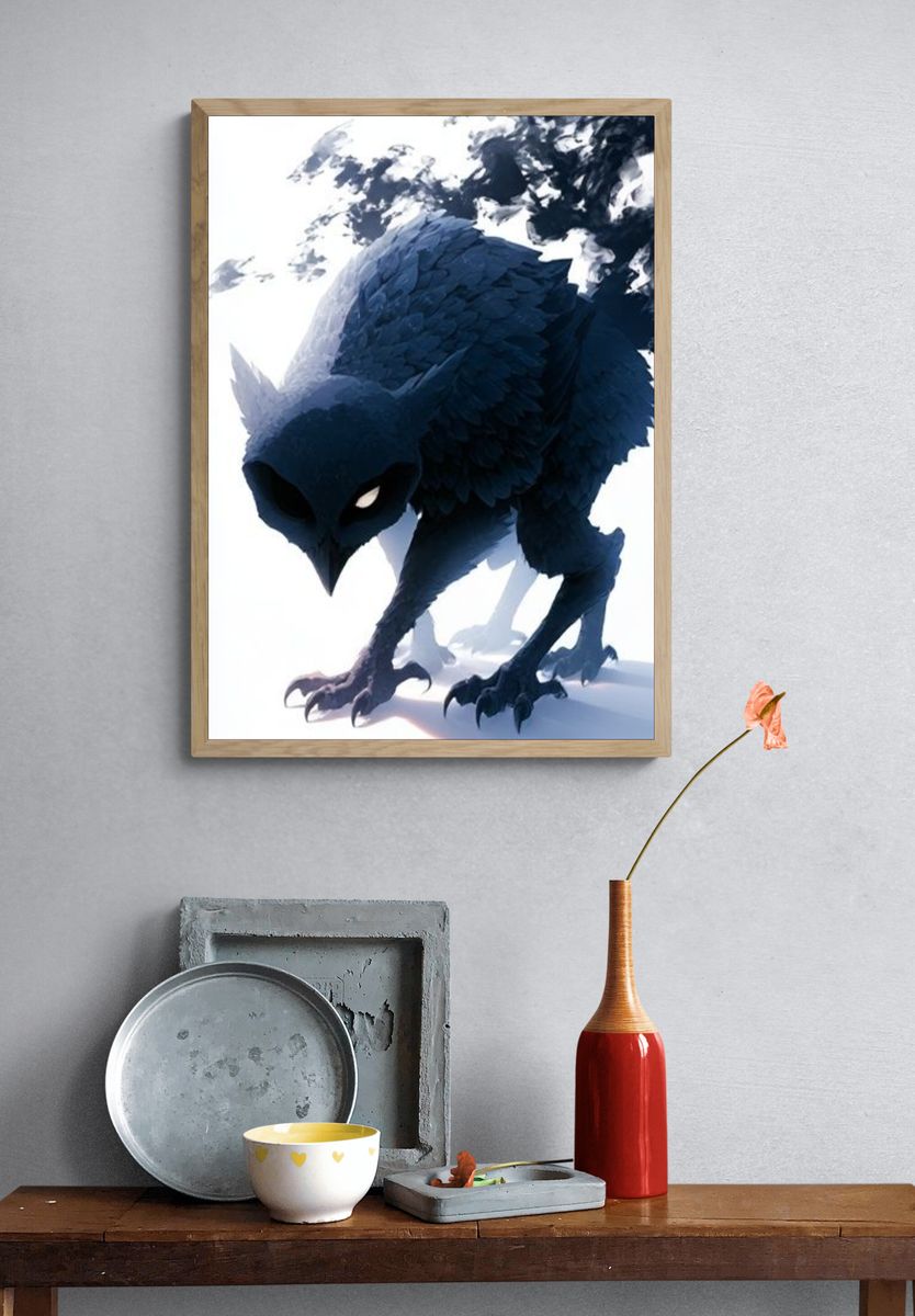 Dark Raven Digital Art Poster. — room view 3