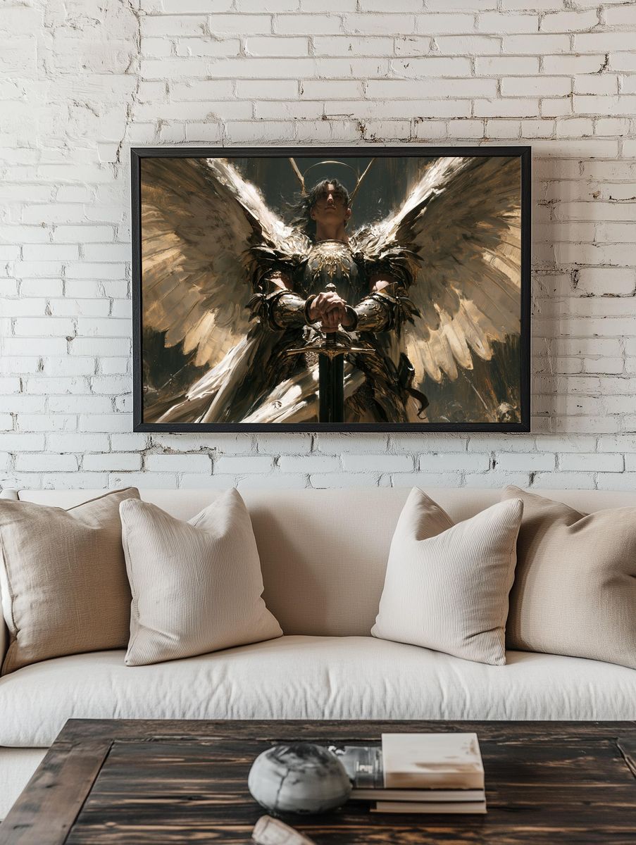 Winged Warrior — Fantasy Print. room preview