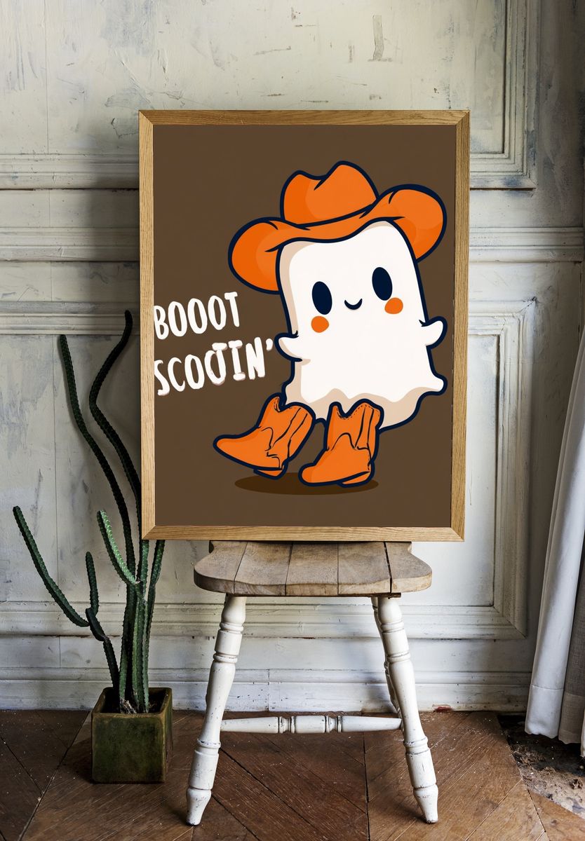 Boot Scootin' Ghost Cartoon Poster. — room view 1