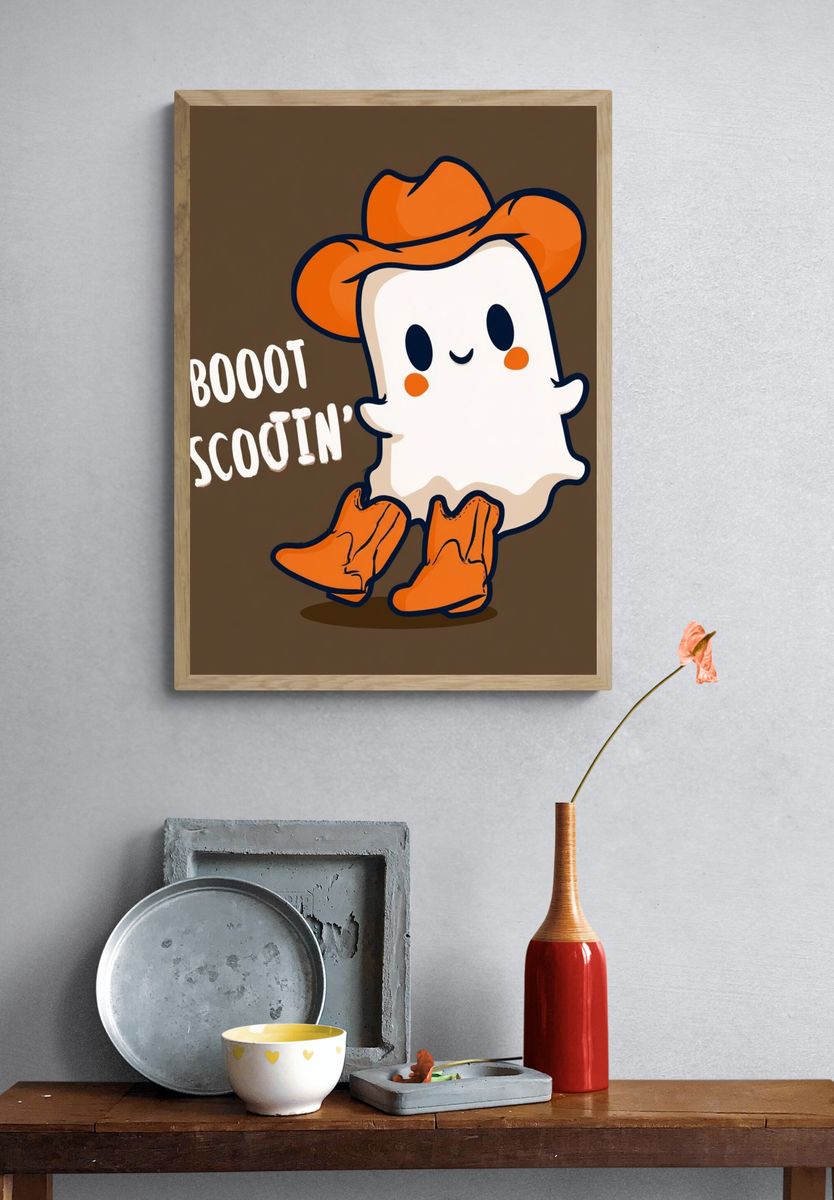 Boot Scootin' Ghost Cartoon Poster. — room view 3