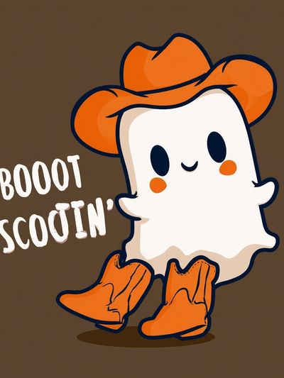 Boot Scootin' Ghost Cartoon Poster.