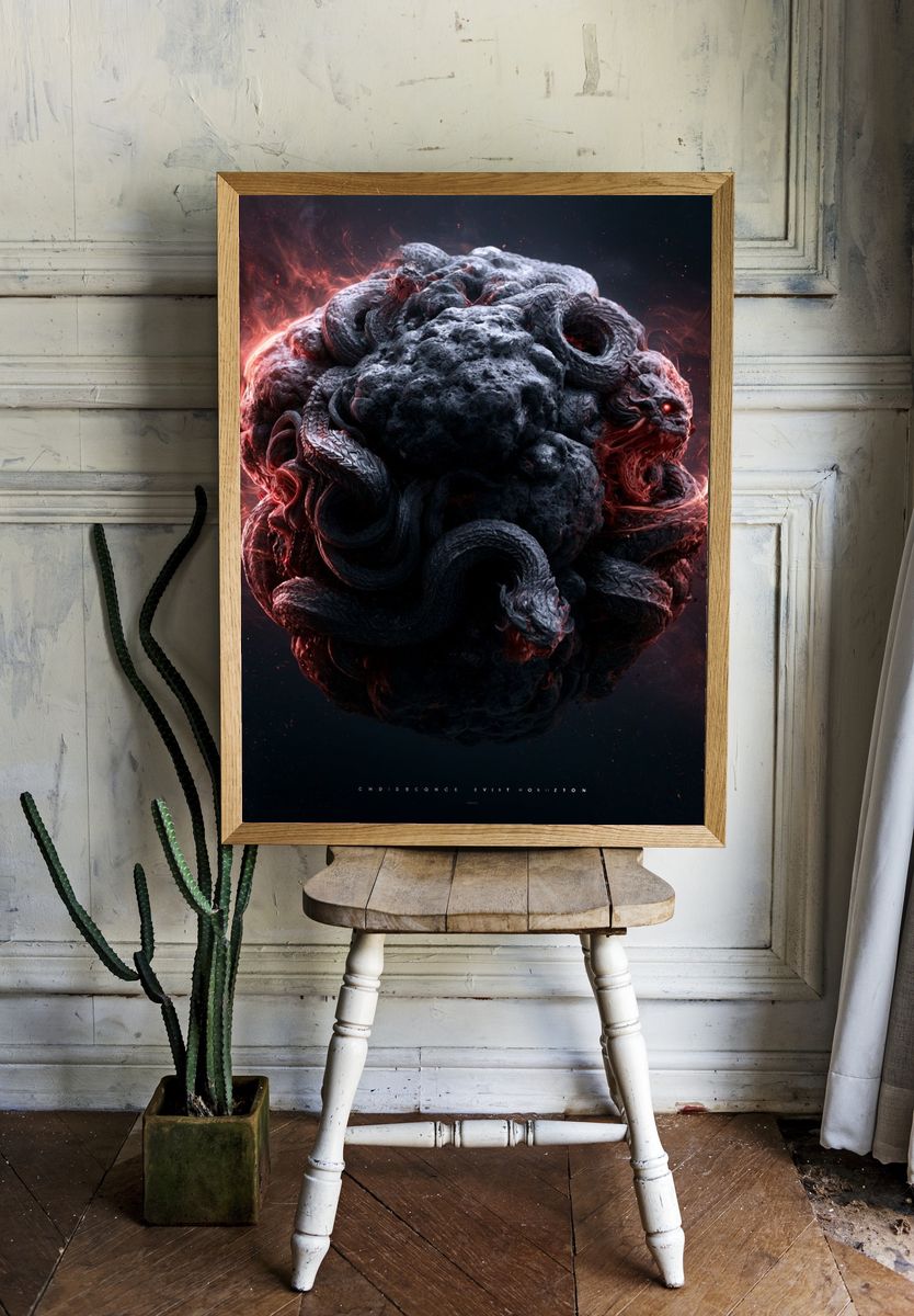 Eldritch Serpent Orb — Dark Fantasy Print. room preview