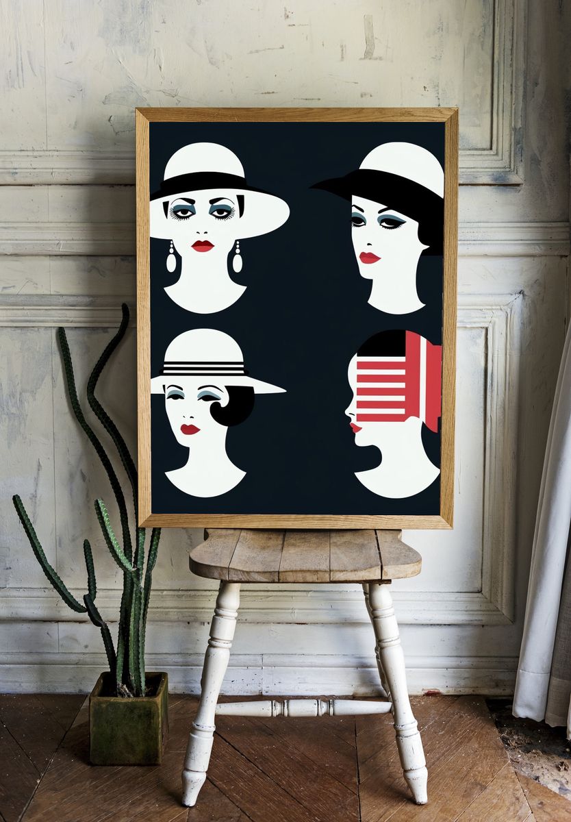 Art Deco Women Illustration Poster. room preview