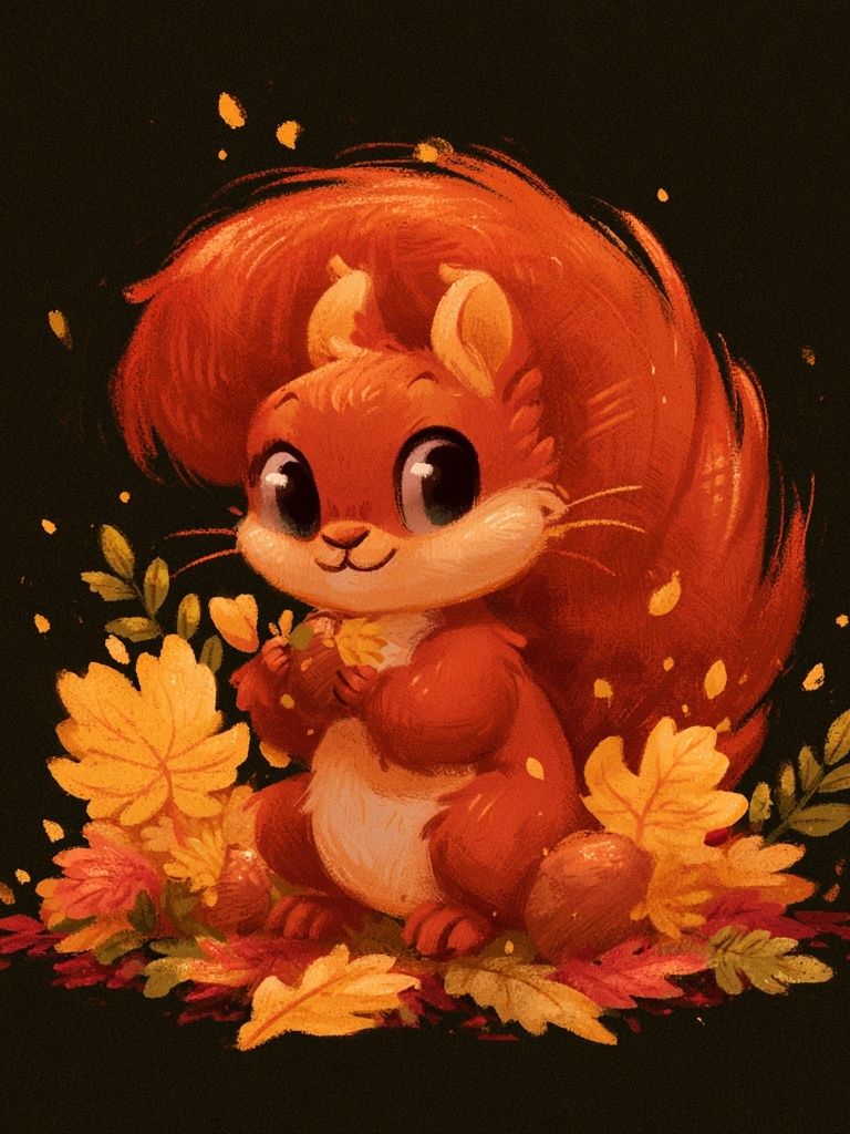 Autumn Squirrel Illustration Poster. poster — illustration art