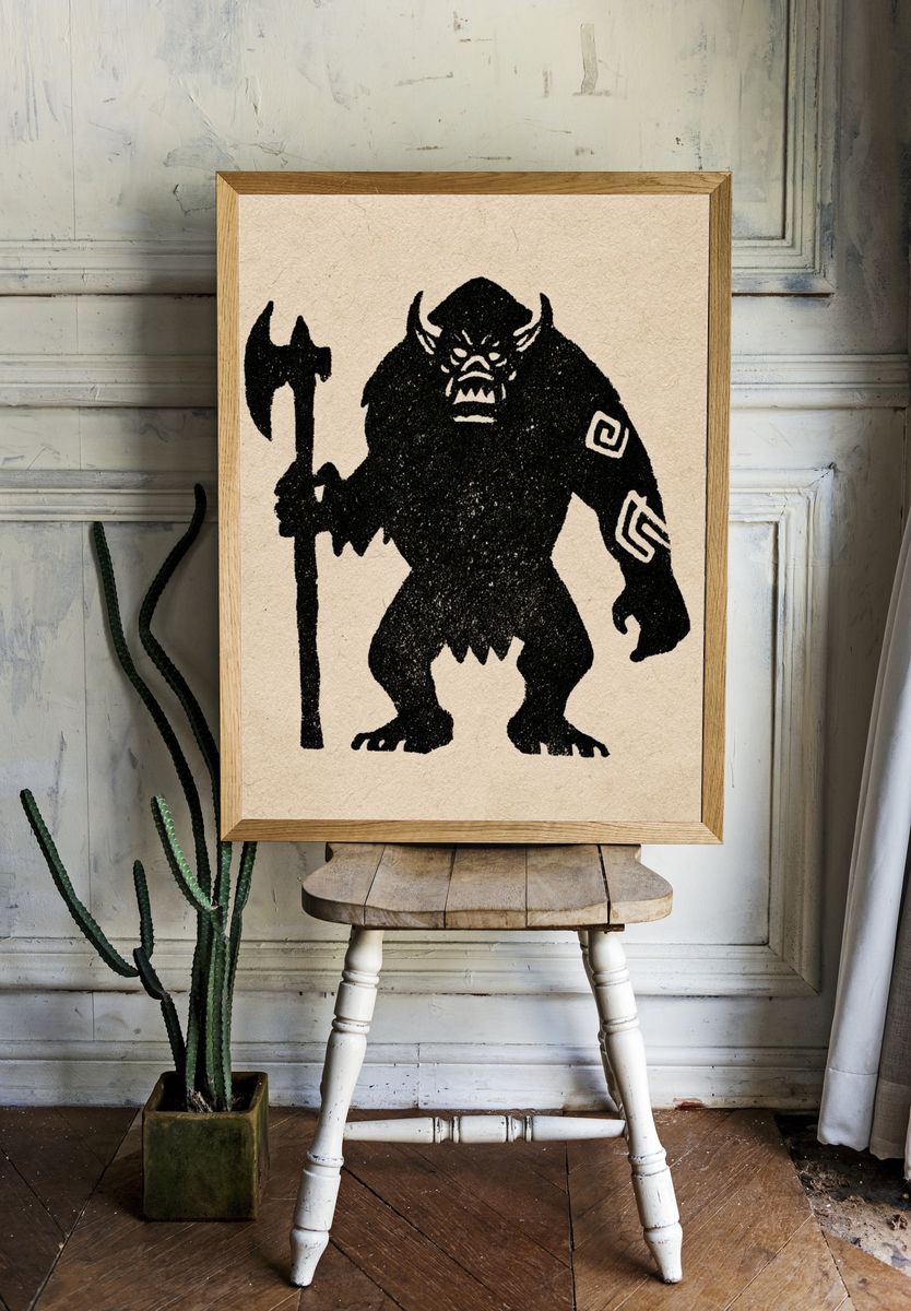 Mythic Ogre Silhouette Print. — room view 1